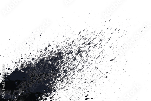 Black ink splashes isolated transparency background.
