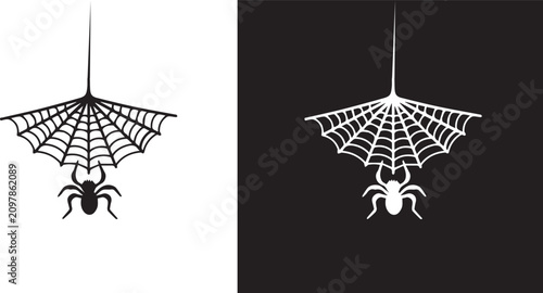 Foto Black spider web icon drawing for halloween decoration vector