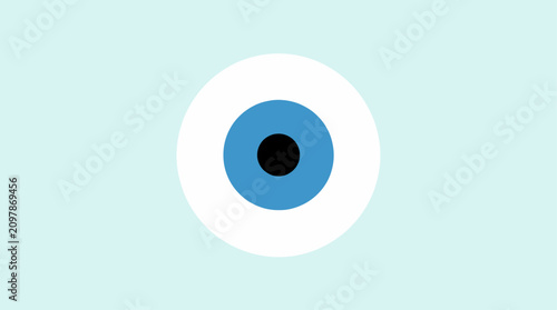 Evil eye amulet symbol featuring a concentric circular design with vibrant blue white and black colors isolated on a light cyan background for protection against bad luck and negative energy