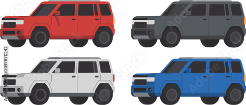 Photos Modern SUV cars vector illustration collection featuring colorful crossover util