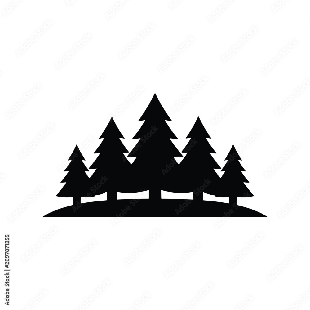 Fototapeta premium Forest Solid Silhouette Icon for Nature Landscape