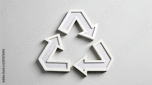 3D recycling symbol icon isolated on white. Minimalist eco-friendly sustainability logo for green business design.