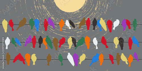 Fotografie abstract society Diversity group, crowd, being different race ethnicity, unique personality or standing out from the crowd