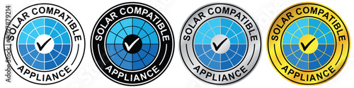 Foto Solar Compatible Appliance Badge Set Blue Black Gold Silver Round Seal Stamp Emb