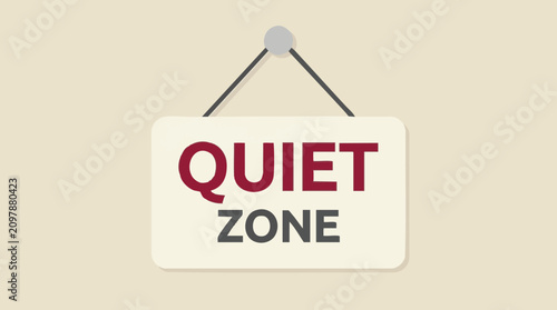 Foto Quiet Zone hanging sign, concept for peace, calm, and concentration