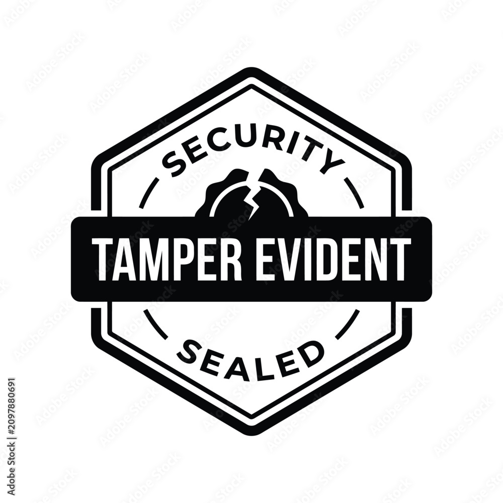 Obraz premium Tamper evident security seal label. Hexagonal broken seal icon for product safety and protection.