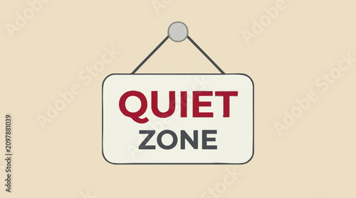 Принти на полотні Illustration of a Quiet Zone hanging sign promoting peace and silence