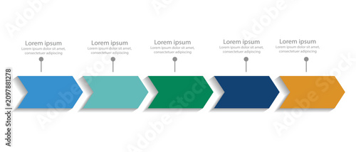 Obraz na płótnie Business infographic timeline vector illustration with six steps and horizontal