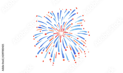Schilderij op canvas Vibrant fireworks explosion. Colorful festive burst