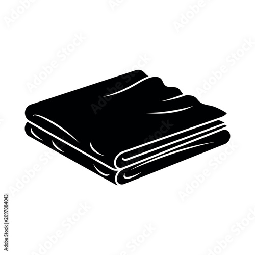 Bilde på lerret Black folded towel on white background.