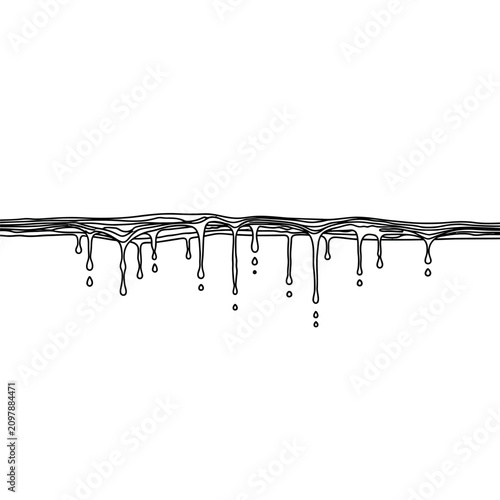 Fotografi Water Drops Falling From Horizontal Line.