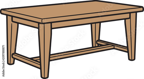 Tablou pe pânză A simple wooden table illustration featuring a clean design with four sturdy leg