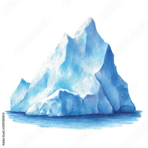 Fotografie Large Iceberg Floating in Water.