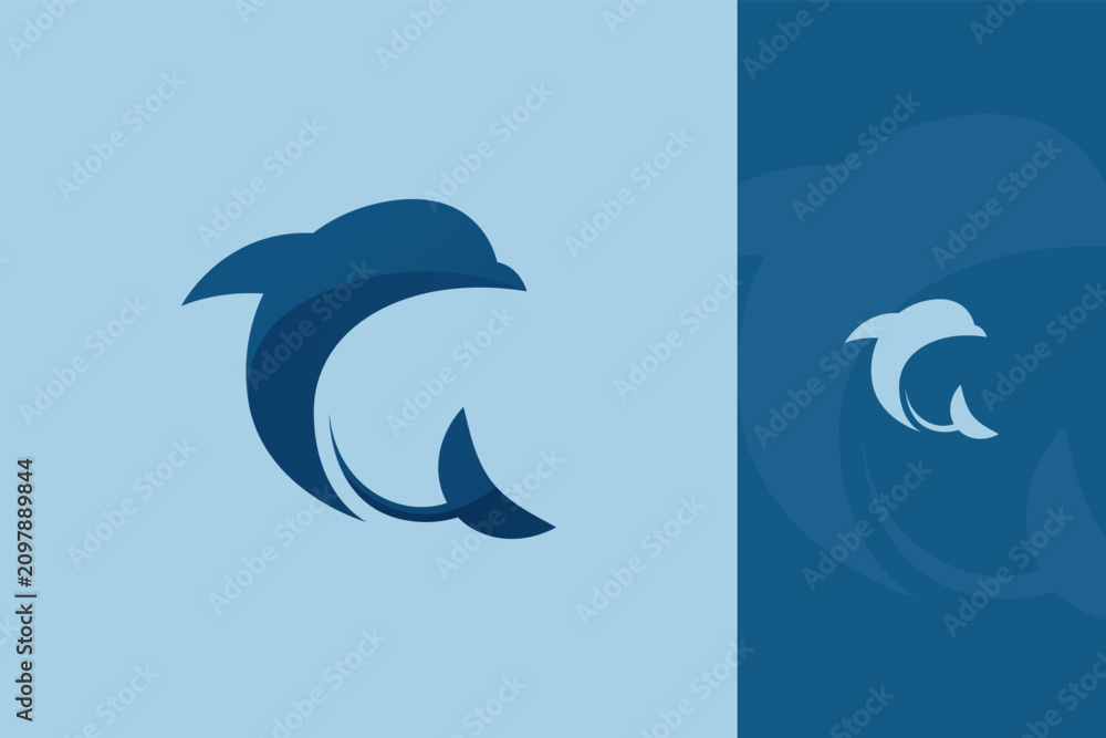 Fototapeta premium Premium Gradient Dolphin Logo Modern Colorful Brand Identity Vector Design