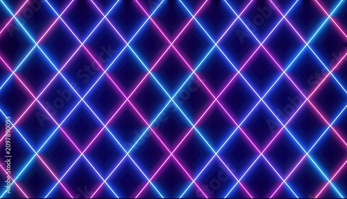 Neon lines forming a glowing grid creating a futuristic light pattern This geometric visual serves as a digital cyber backdrop.