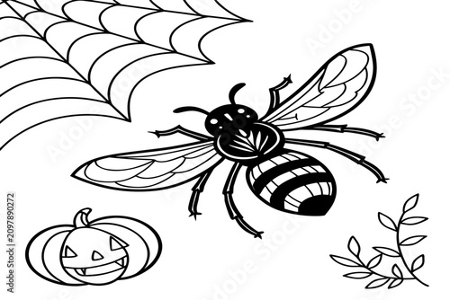 coloring page line art the halloween honey bee animal black vector