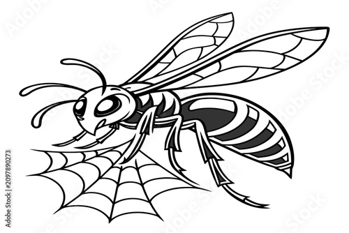 coloring page line art the halloween honey bee animal black vector