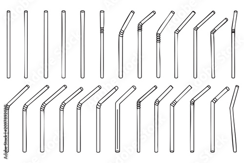 Foto Bendy Cocktail Straw Outline Elements for Summer Beverage Packaging