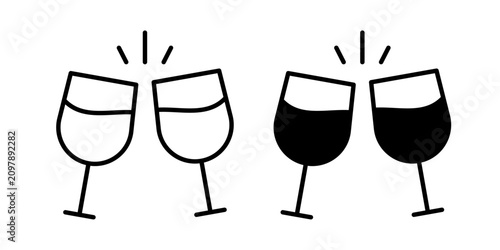 Foto Clinking Glasses Icon represents celebration, party, and social gatherings with an editable outline vector illustration
