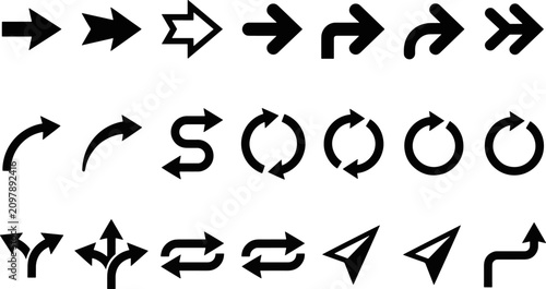 Canvas Print Collection of bold arrow silhouettes for signage and wayfinding system design