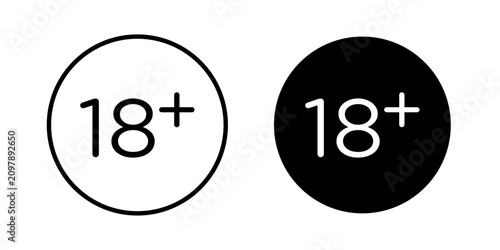 Tableau sur toile 18 Plus Icon represents age restriction, adult content, and legal age verification with an editable outline vector illustration