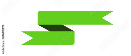 Canvastavla Bright green folded ribbon banner template for design projects isolated on trans