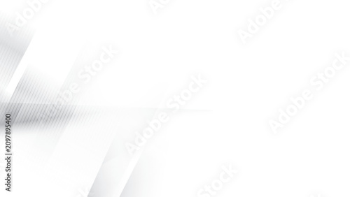 Abstract white and gray color, modern design stripes background with geometric triangle shape, straight lines and glowing light. Vector illustration.