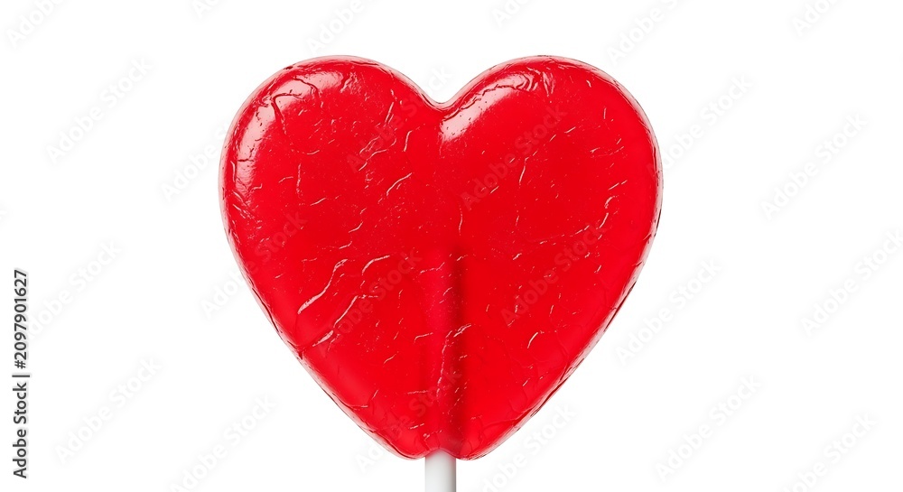 Fototapeta premium Red heart shaped lollipop. Sweet treat for Valentine's Day