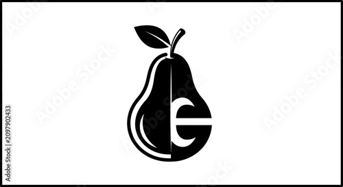 Pear fruit silhouette combined with the letter G logo.
