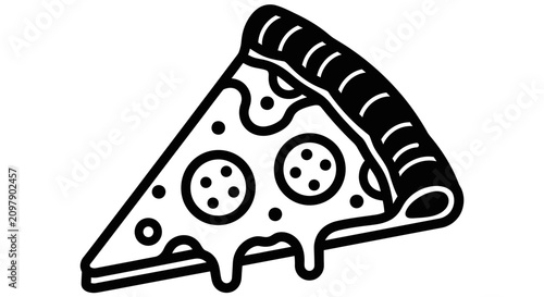 Pepperoni pizza slice icon with melting cheese.