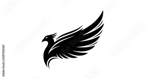 Phoenix bird with stylized wings in circular motion