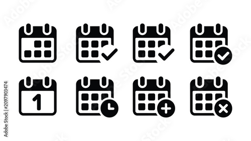 Photos Planning ,schedule and reservation check mark icon of calendar.