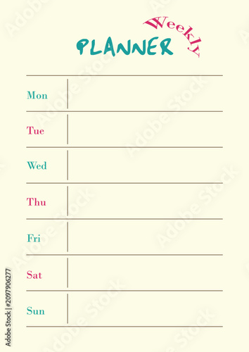 Simple beige weekly planner template with a stylized title and horizontal sections for each day of the week, perfect for scheduling.