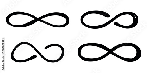 Photos Set of hand drawn infinity sign Eternal limitless unlimited infinite forever sym