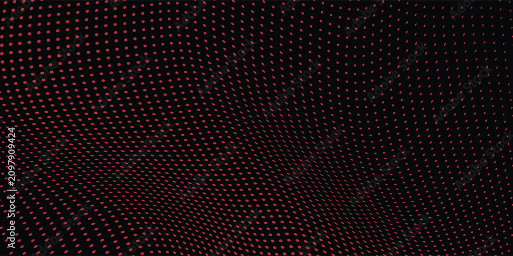 Naklejka premium Abstract red halftone wave background with flowing dotted gradient, warm modern texture