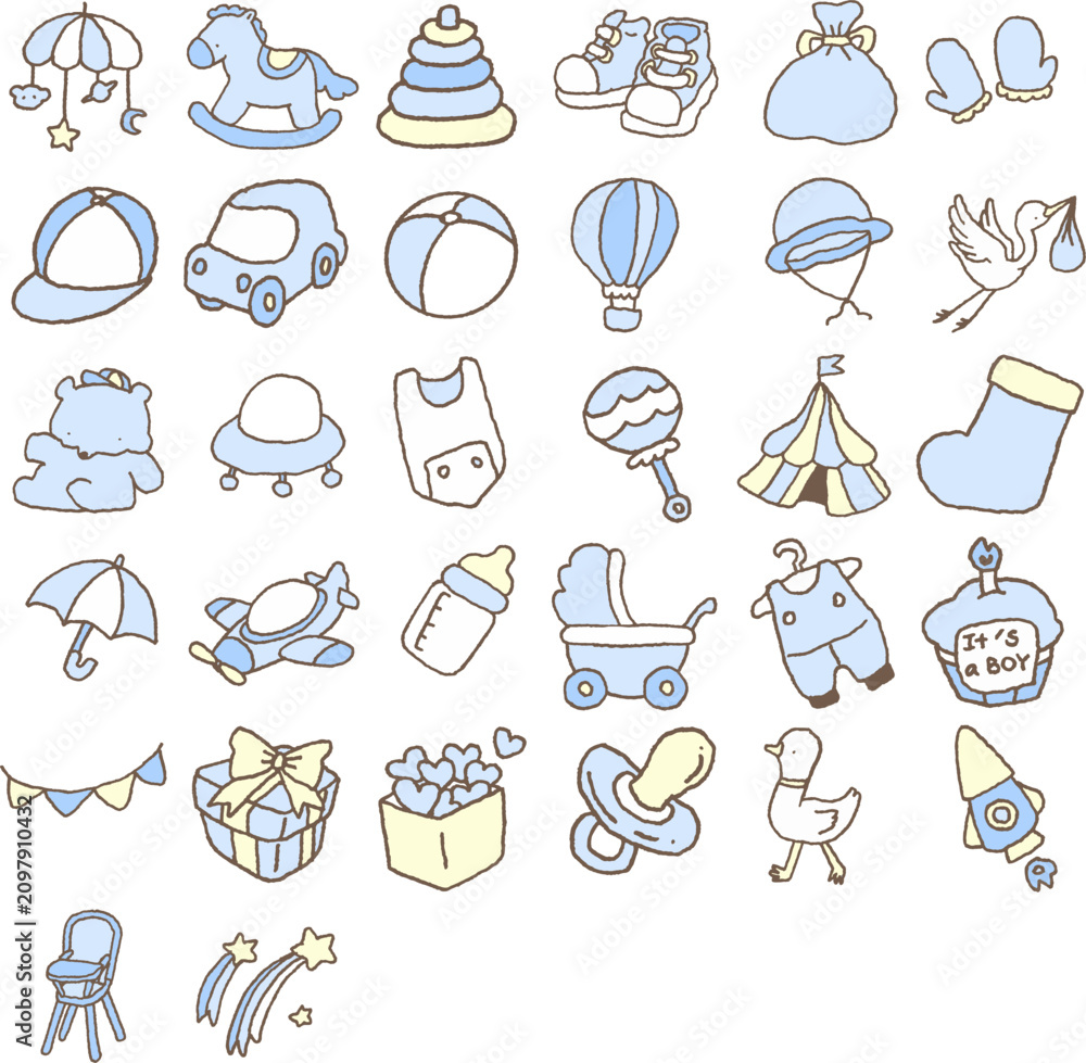 Fototapeta premium Baby shower boy blue toy