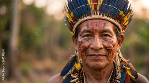 Indigenous, Portrait. the head of the indigenous person for International Day of the World's People