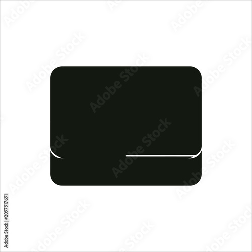 Premium minimalist vector art of a stylized dark grey wallet. Vibrant flat design, clean lines, 2D illustration, isolated on white, ample copy space for modern branding, UI/UX.