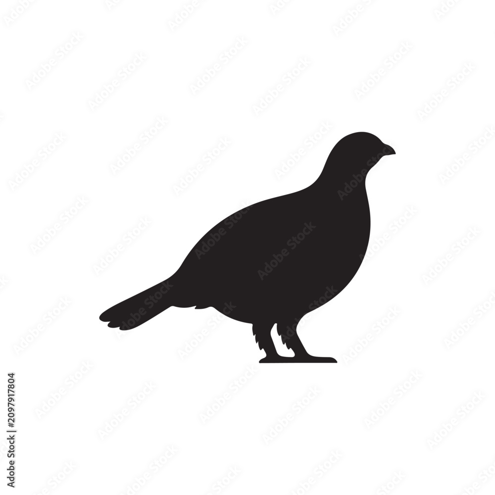 Fototapeta premium Grouse silhouette vector flat design on white background on white background.