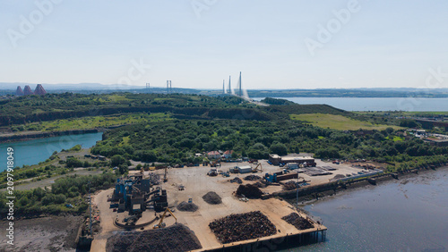 Konstfotografi Aerial drone view of Prestonhill Quarry and an industrial metal scrap yard in In