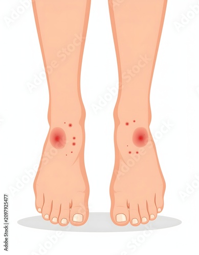 Close up of a persons feet with calluses.