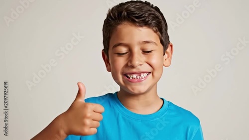 Happy Smiling Boy Pointing at Himself Isolated on Neutral Background