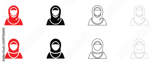 Cuadro en lienzo Girls hijab icon vector, Islamic women fashion hijab symbol icon vector, silhoue