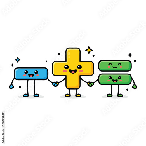 Obraz na plátně Cute Mathematical Symbols Illustration for Kids Learning and Education Vector De