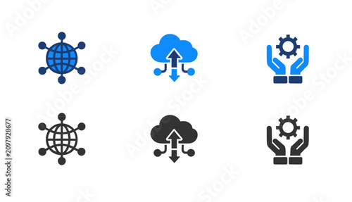 It infrastructure icons network cloud computing and system management visual representations
