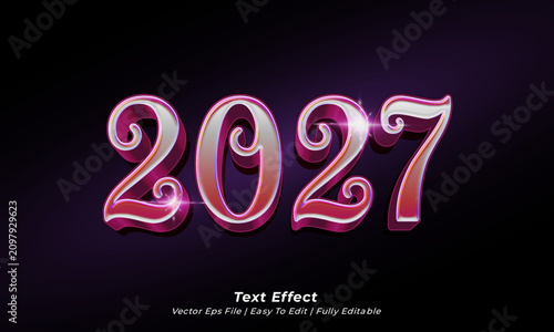 Luxury Rose Pink Chrome 2027 3D Text Effect Template – Fully Editable Vector Typography