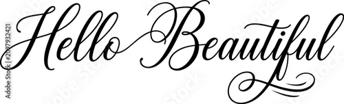 Cuadro en lienzo Elegant cursive hello beautiful lettering
