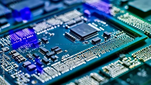 Modern circuit board technology close up