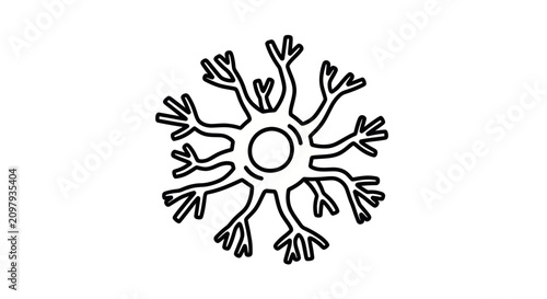Biological neuron cell with branching dendrites icon