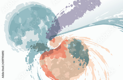 Abstract watercolor splashes with pastel colors in a dynamic composition for creative backgrounds